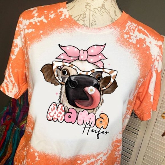 mama heifer bleached t shirt - Picture 1 of 1